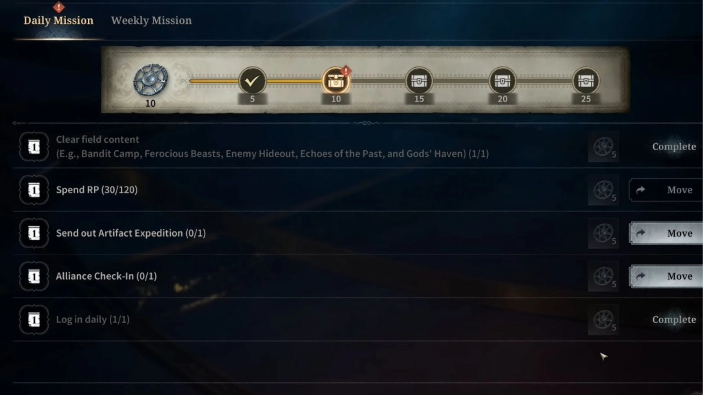 Side Quests and Daily/Weekly Missions