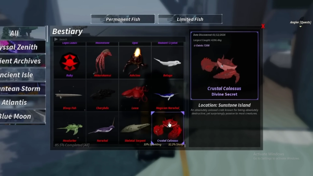 Full List of Divine Secret Fish in Fisch