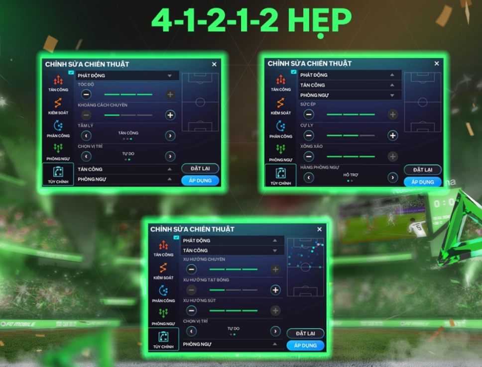 FC MOBILE VN: Hướng Dẫn Thiết Lập 3 Sơ Đồ Chiến Thuật Giả Lập Chuẩn Nhất