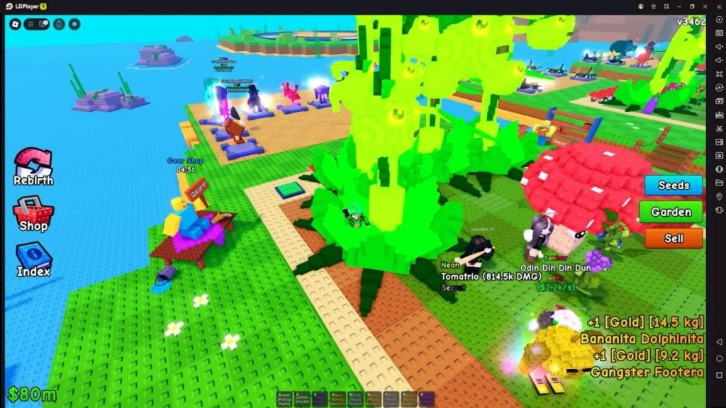 Tampilan permainan roblox di mana karakter sedang duduk di atas meja sedang melambaikan tangan.