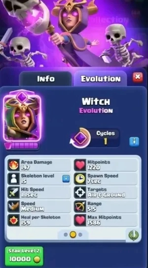 Witch Evolution Mechanics for Clash Royale Gameplay