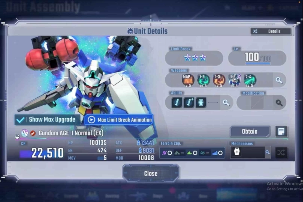 UR Gundam AGE-1 Normal (EX) Unit
