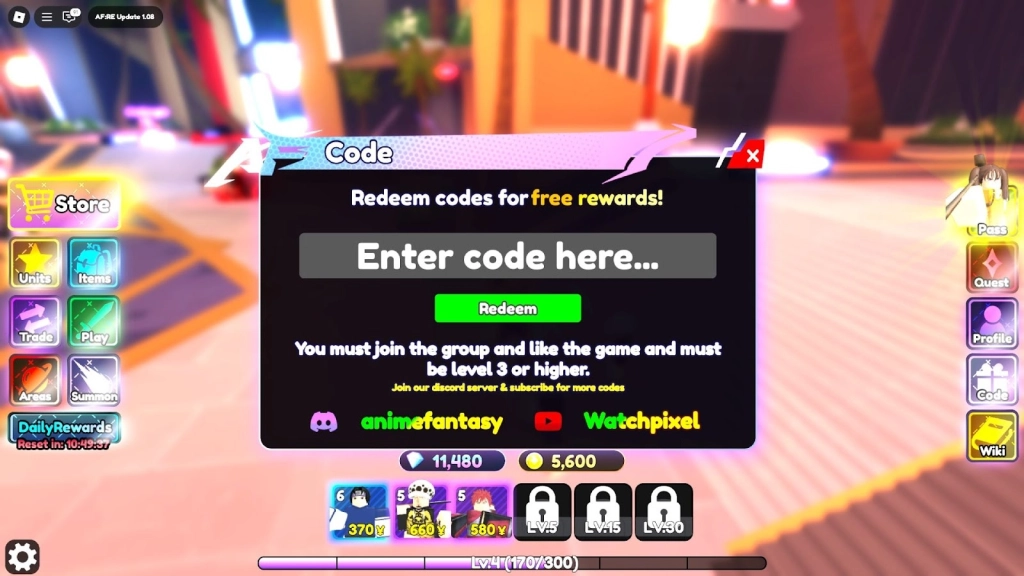 How to Redeem Codes in Anime Fantasy
