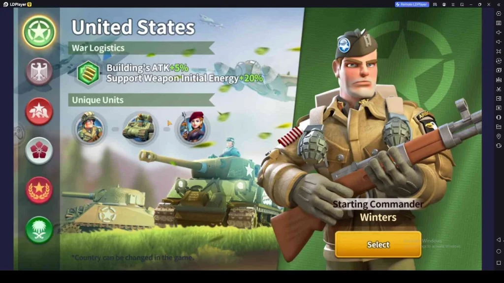 Choose a Nation to Start with Choose a Nation to Start with