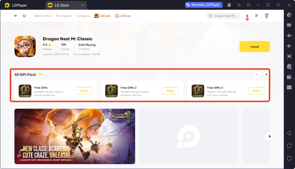 Dragon Nest M: Classic redeem codes