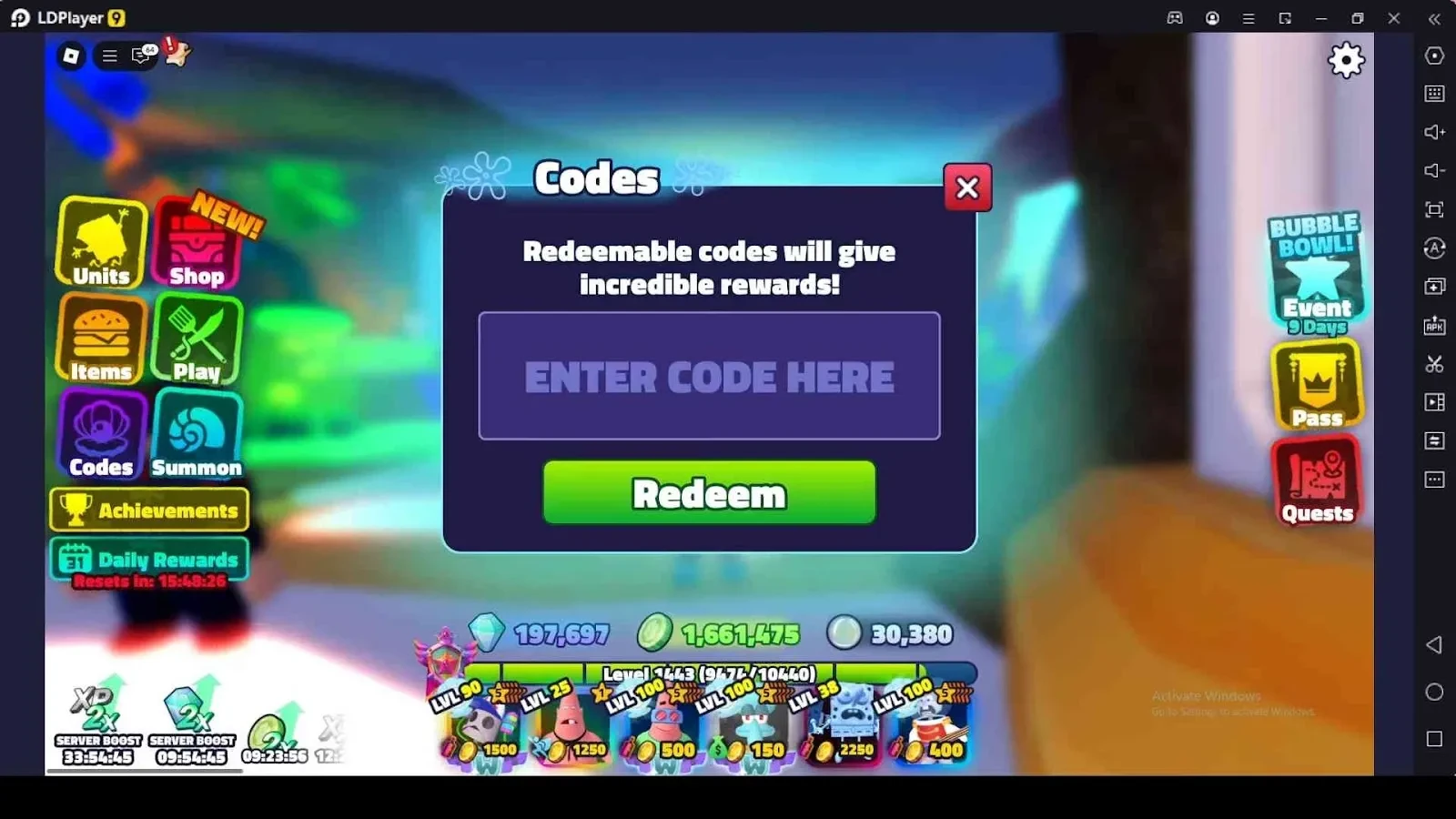 List of All Valid Roblox SpongeBob Tower Defense Codes