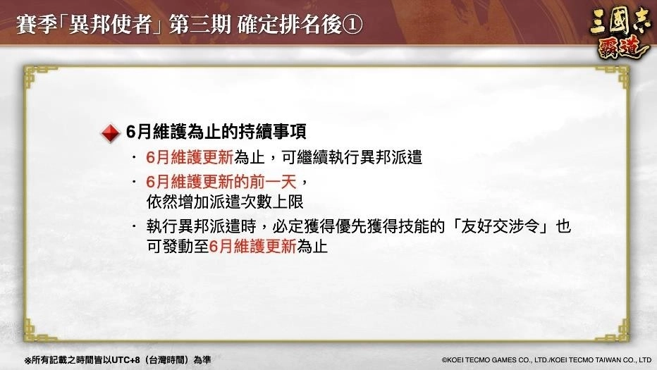 『三國志霸道』新賽季「異邦使者」第三期開幕！實施全新LR武將「陸抗」