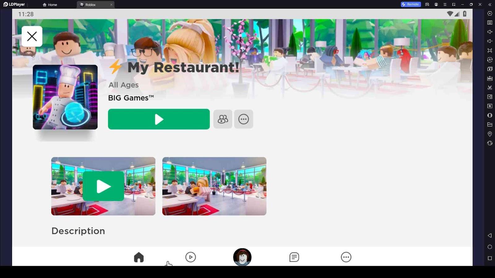 Playing Roblox My Restaurant with LDPlayer 9