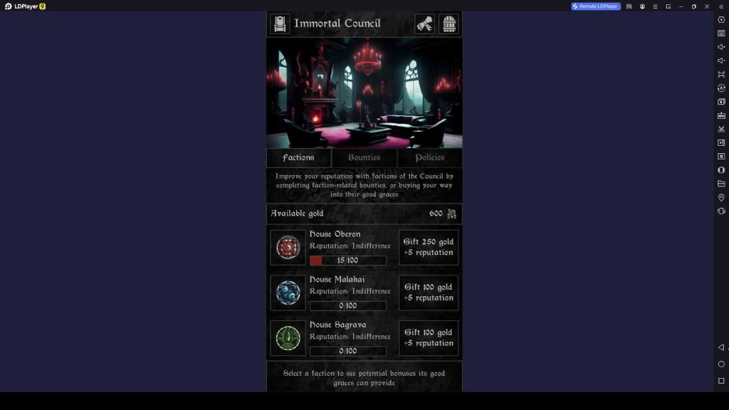 Activate Faction Bonuses in the Immortal Council Activate Faction Bonuses in the Immortal Council