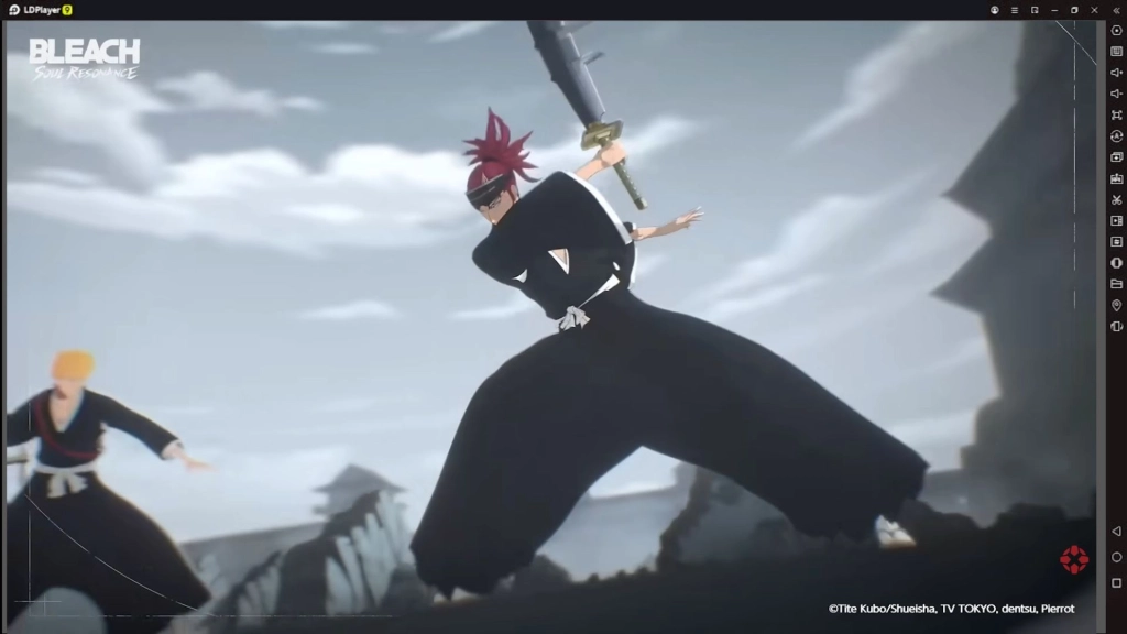karakter Renji Abarai dalam pose pertempuran.
