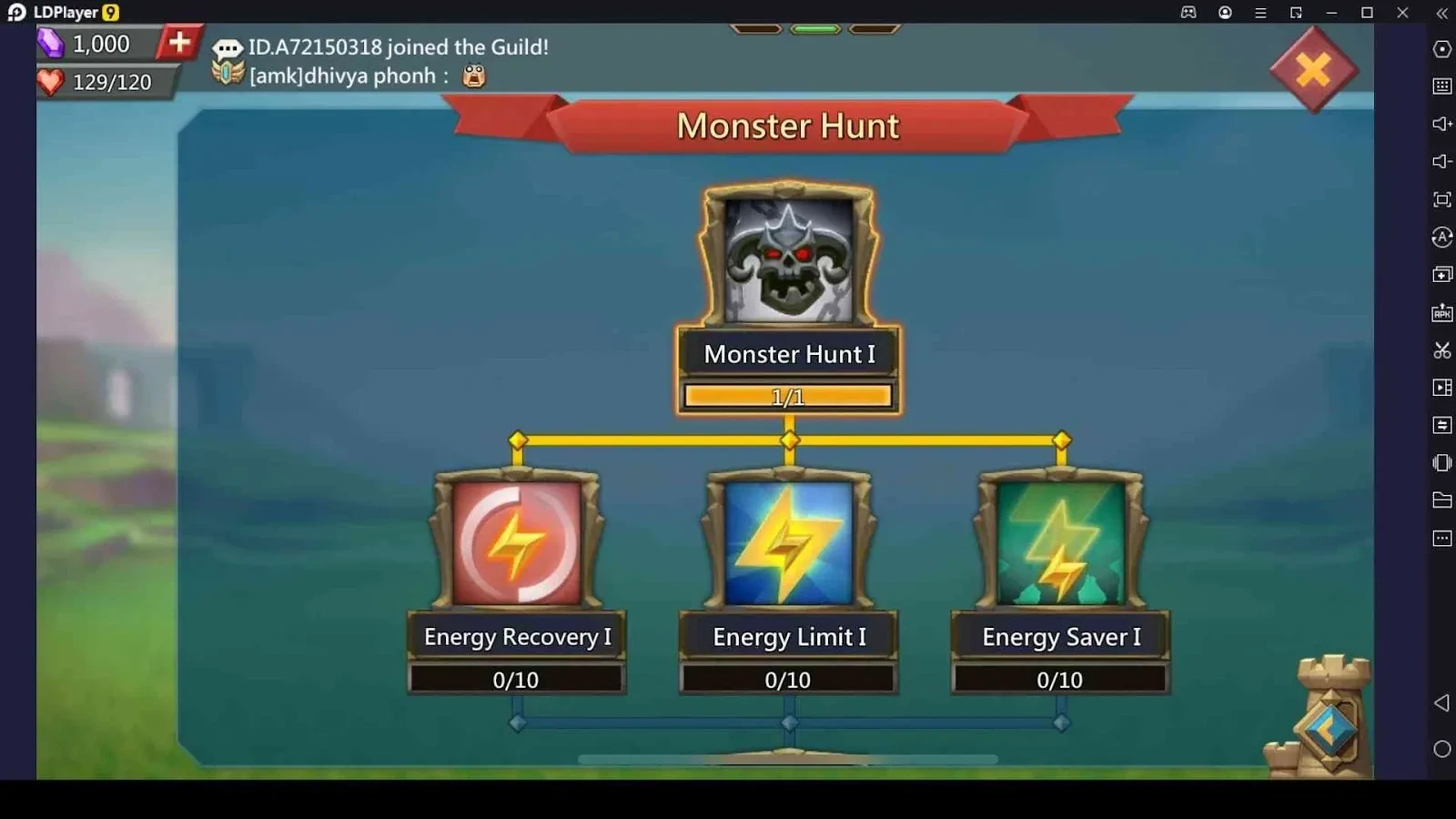 Upgrade the Research Tree of Monster Hunting