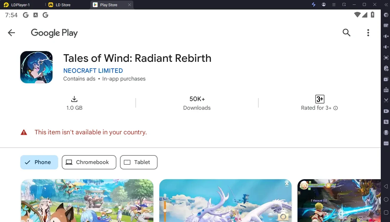 Tales of Wind: Radiant Rebirth Play Store