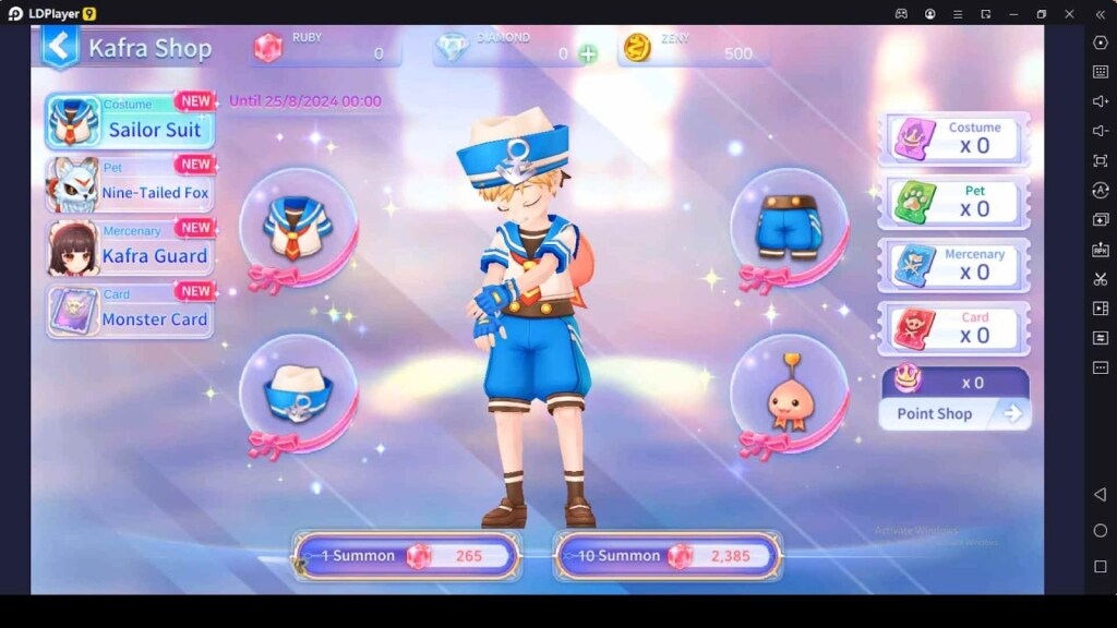 Purchase Costumes for Permanent Stats