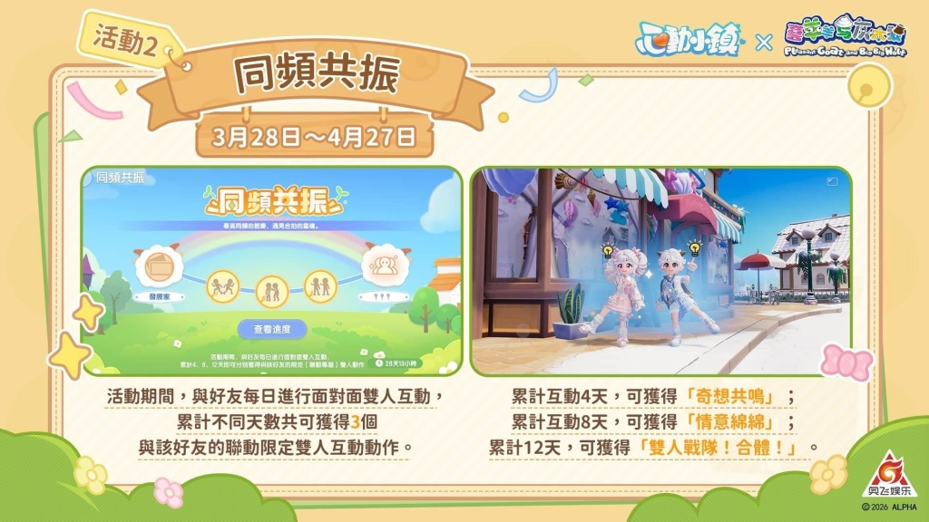 《心動小鎮》X《喜羊羊與灰太狼》聯動將於3月28日展開!