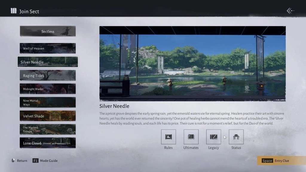 Секта Silver Needle в игре Where winds meet