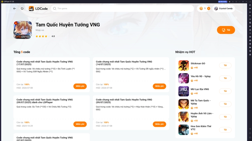 Full bộ code Tam Quốc Huyễn Tướng VNG - Hướng dẫn cách nhập chi tiết