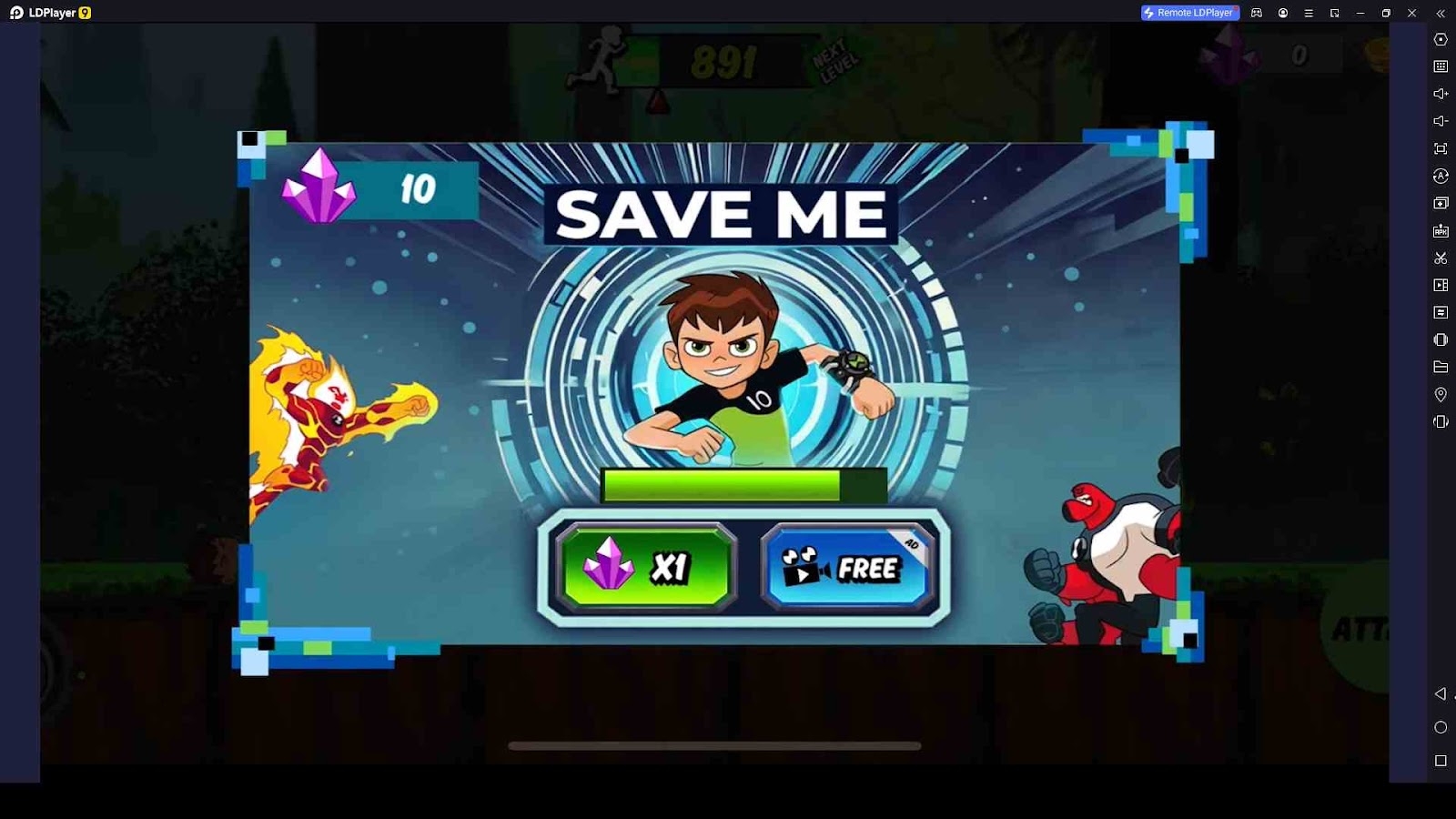 Revive with Ben 10: Alien Run Ads