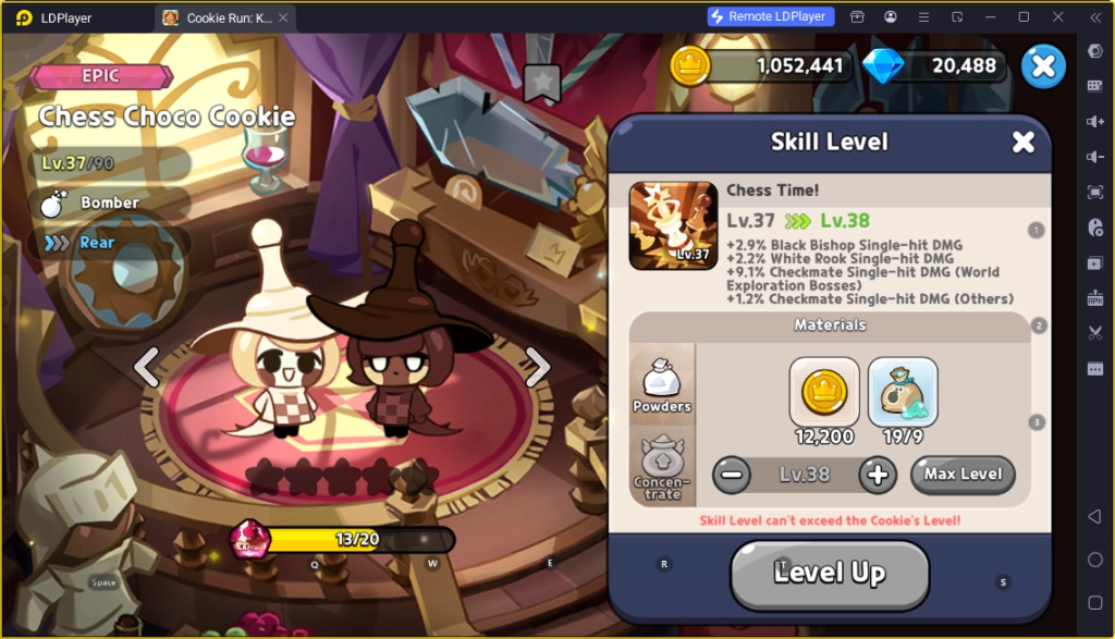 Chess Choco Cookie skill level