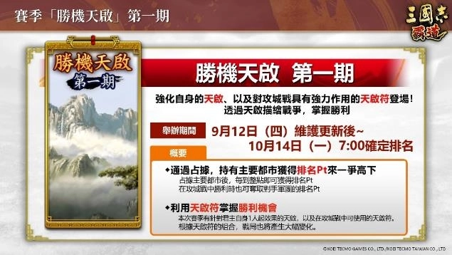 『三國志 霸道』新賽季「勝機天啟」開幕！