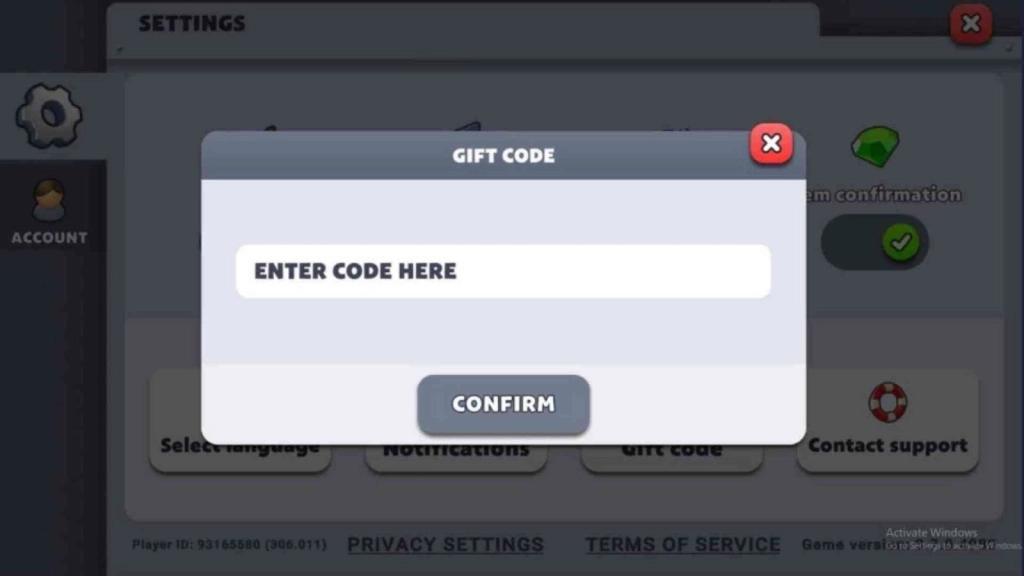 Redeeming Process for the Codes 