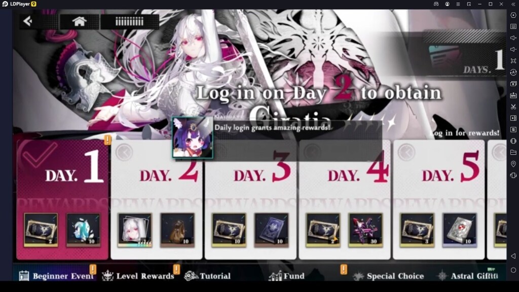 Recompensas de Login em Mirren: Star Legends