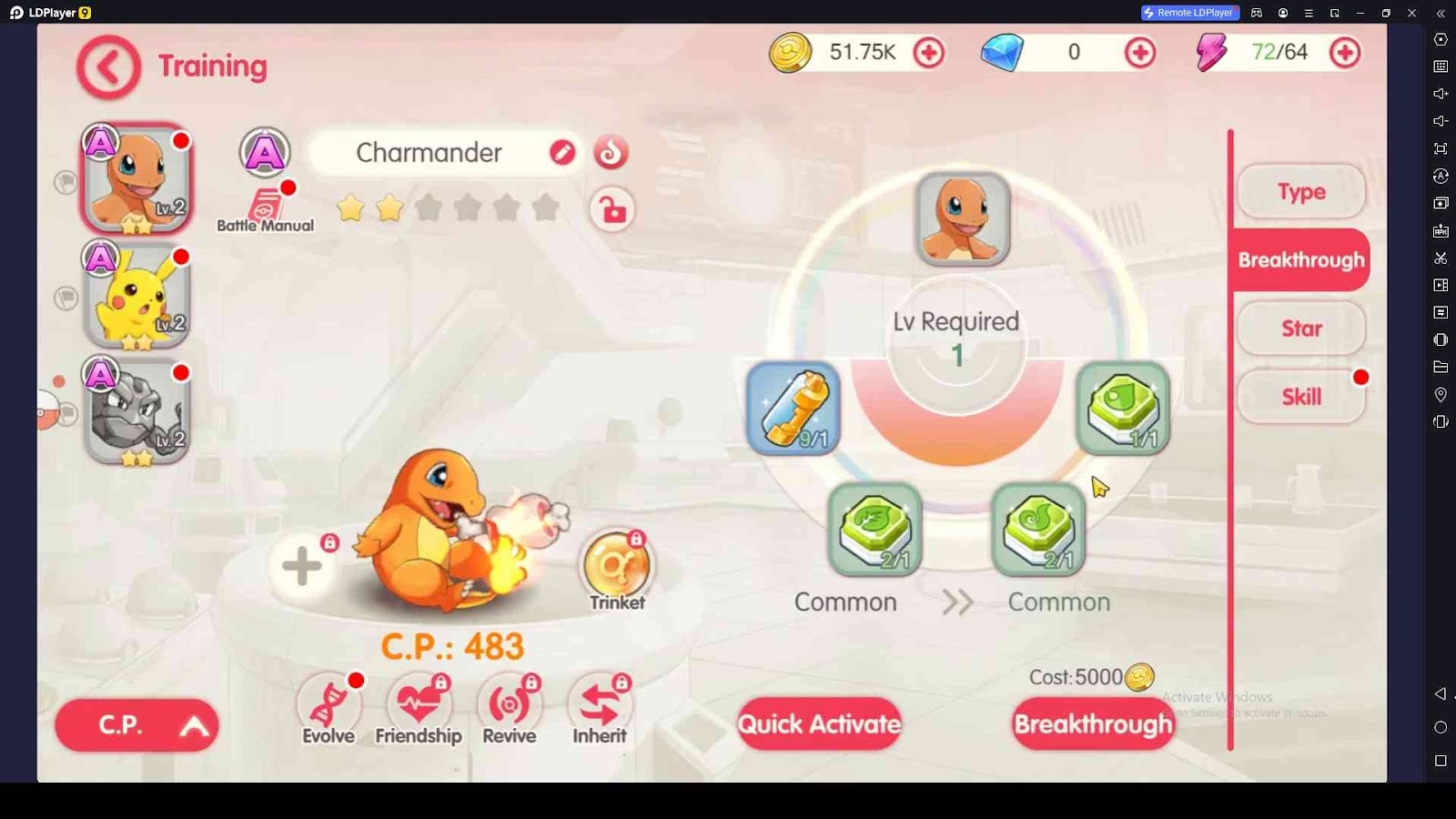 Breakthrough the Pokemon for More Combat Power