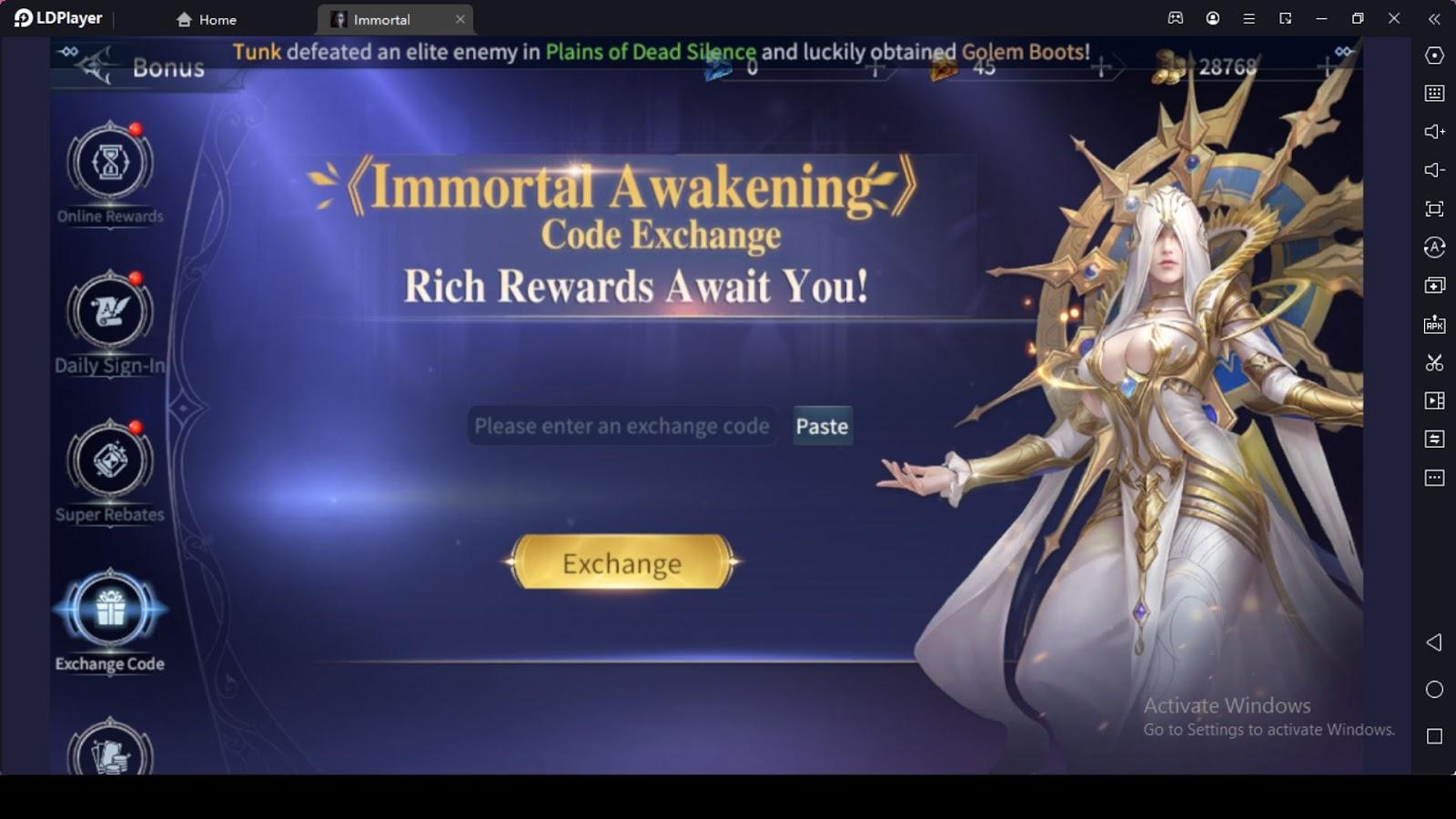 Active Codes of Immortal Awakening