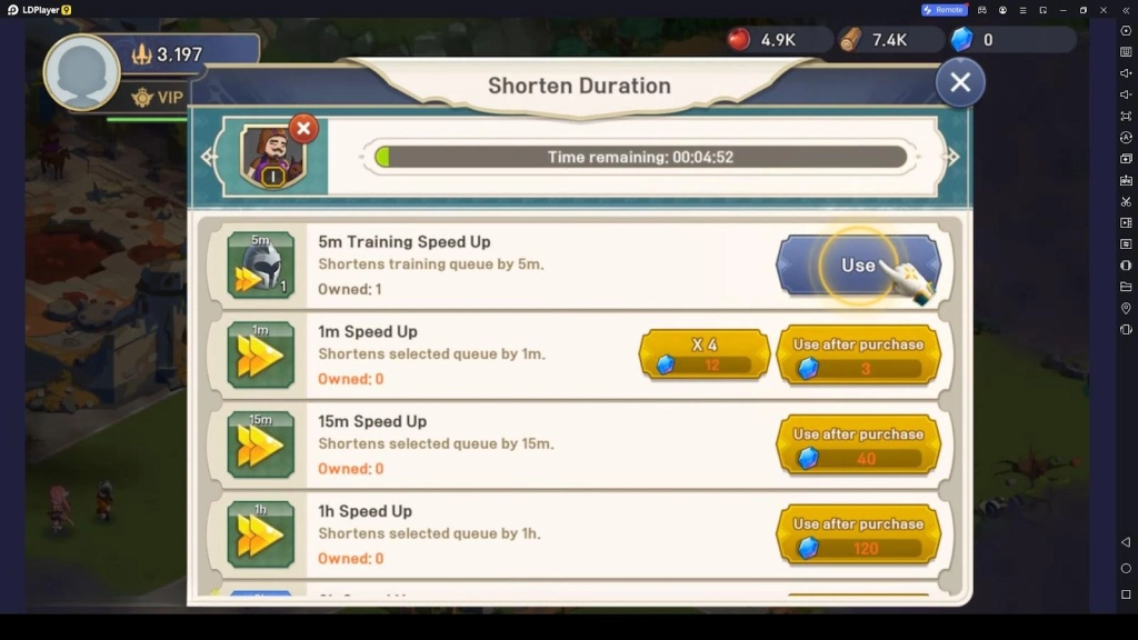 Use the Speed Up Items