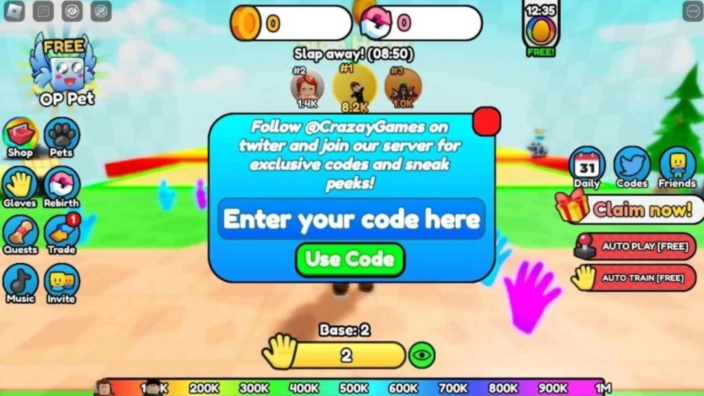 How to Redeem Codes in Slap a Friend