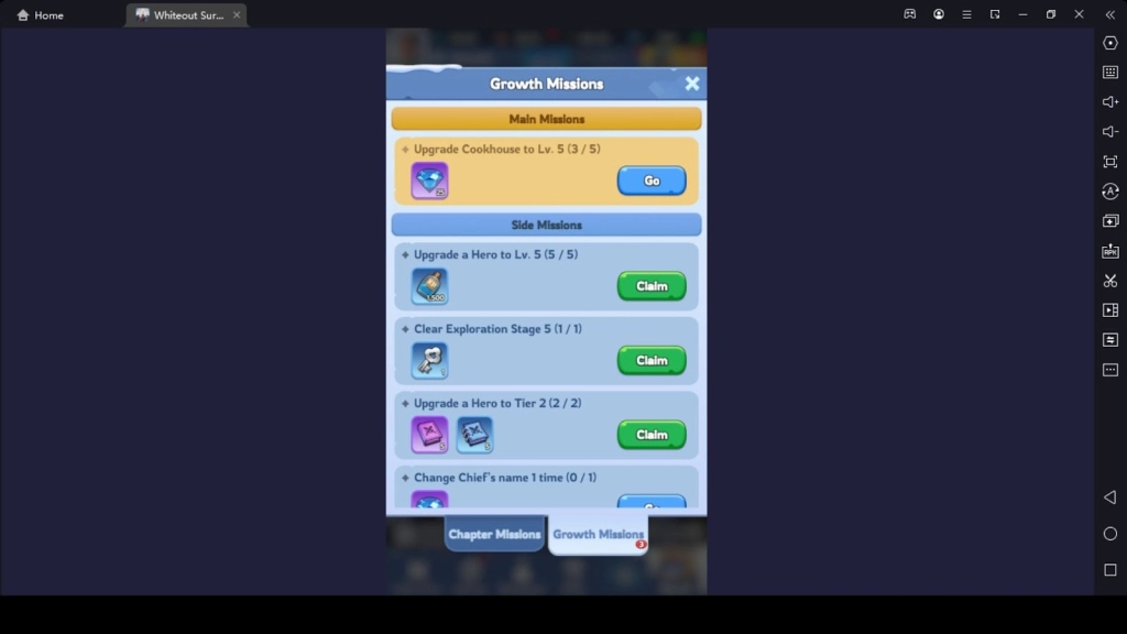 Daily and Growth Missions to Complete
