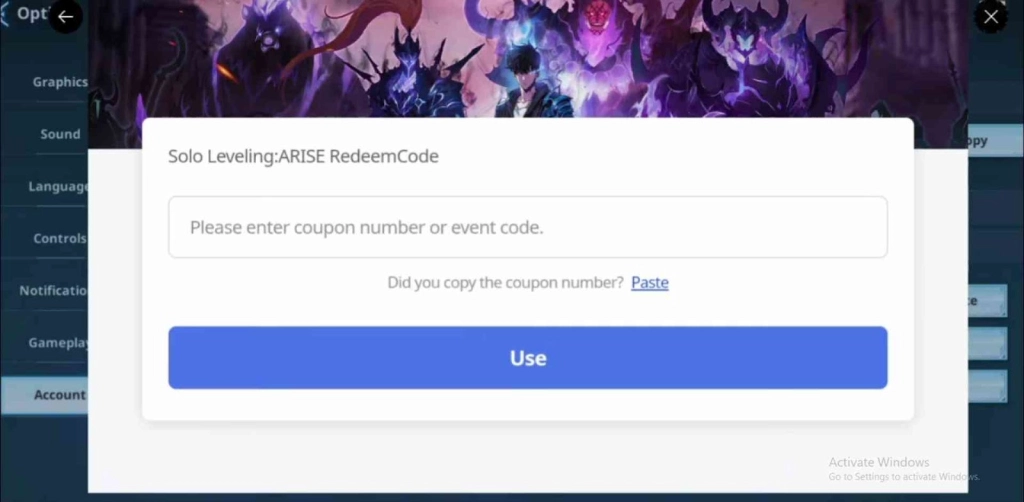 Redeeming Process for the Codes in Solo Leveling: Arise