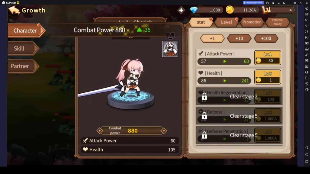 Power up the Character Power up the Character