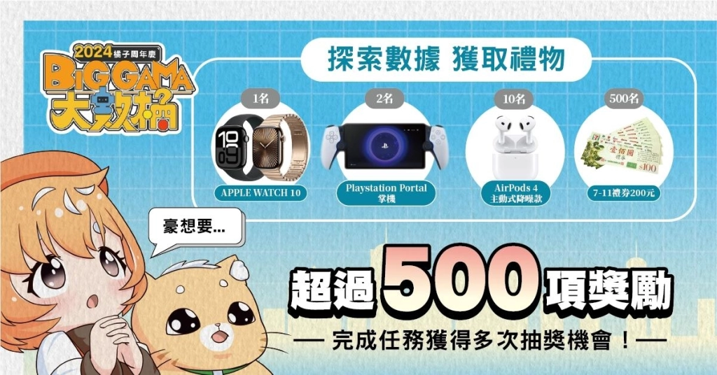 2024橘子周年慶「BIG GAMA大數橘」— 11月11日精彩解密！