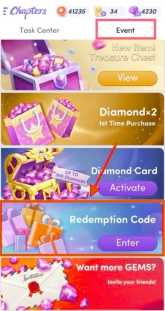 Redeeming Process for Chapters Codes