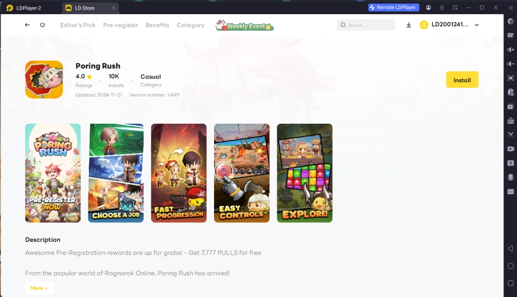 How to Download and Play Poring Rush on PC - Beginners Guide