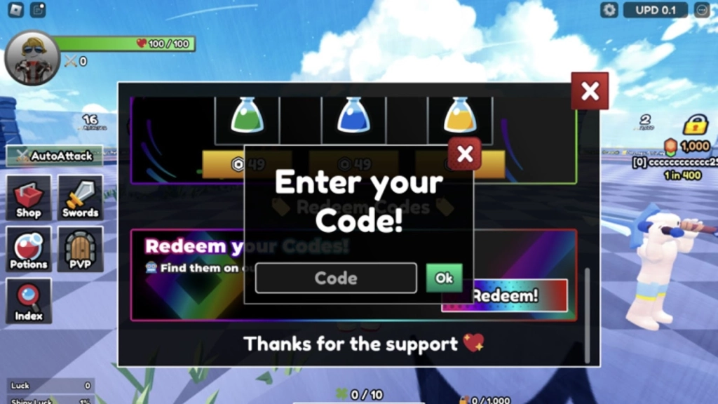 Redeeming Process for the Codes in Dungeon RNG