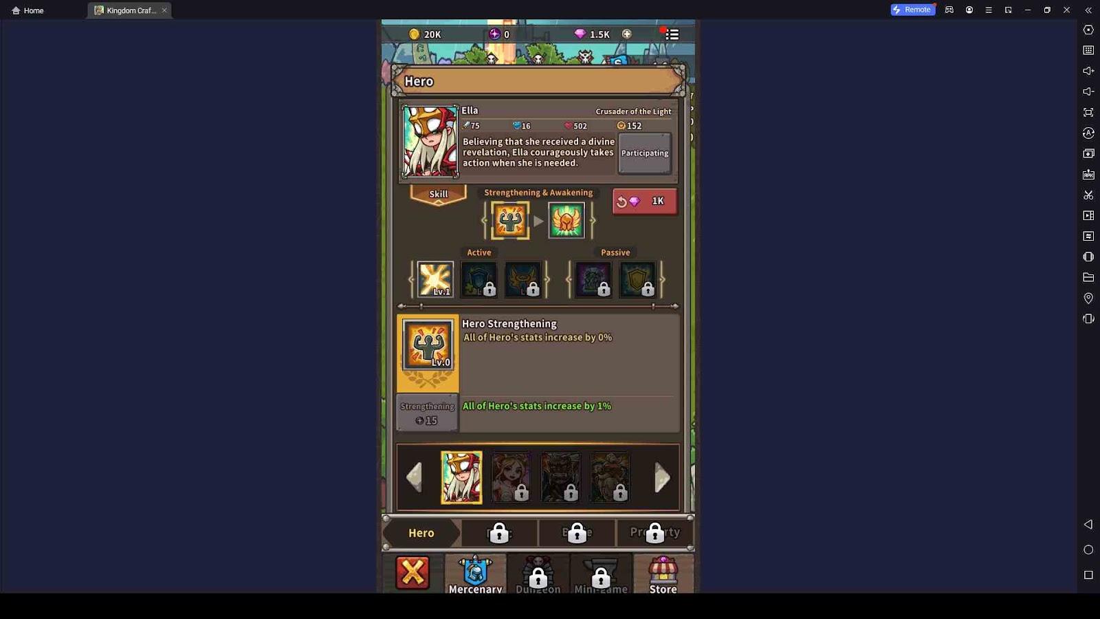 Kingdom Craft Idle Hero Section