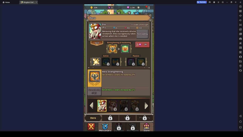 Kingdom Craft Idle Hero Section