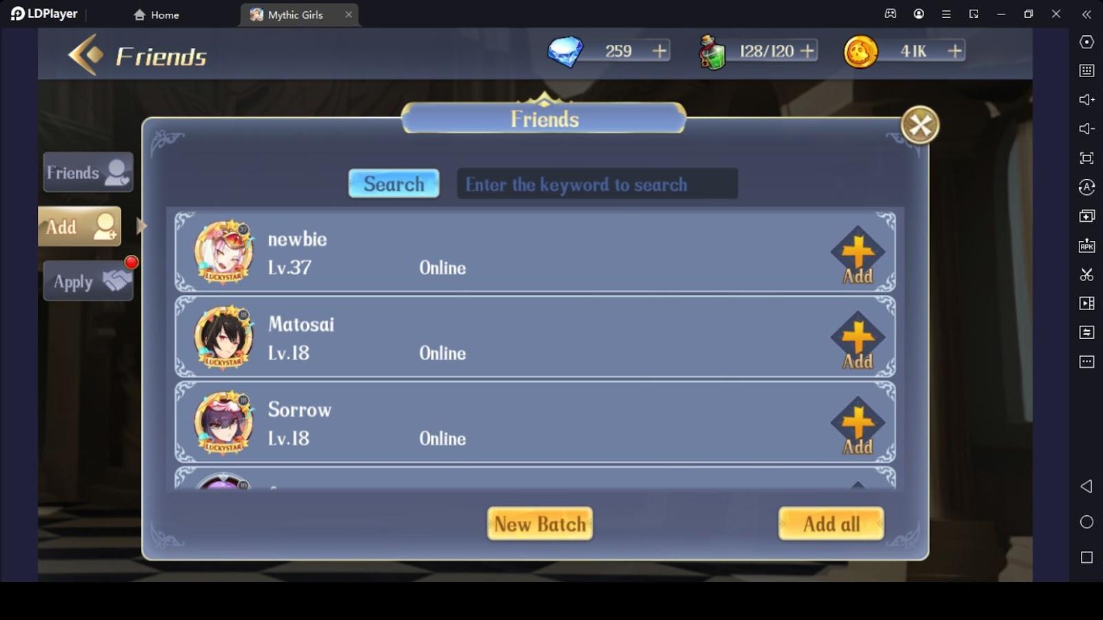 Mythic Girls Friends Option