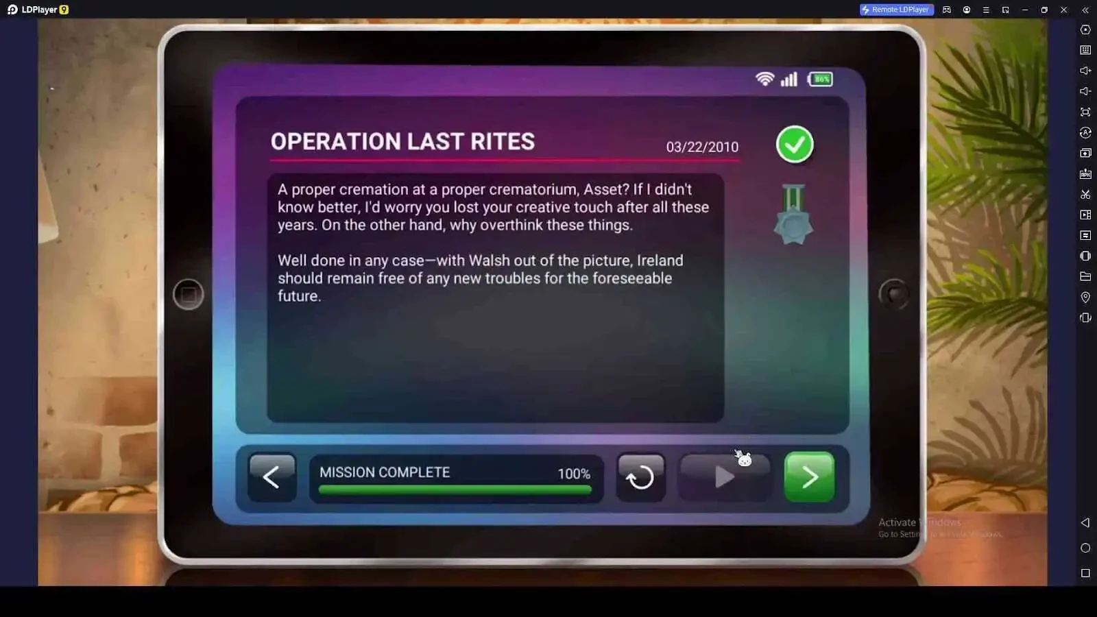 Complete Operations and Proceed in the Gameplay