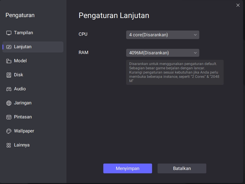 Sesuaikan Pengaturan Performa