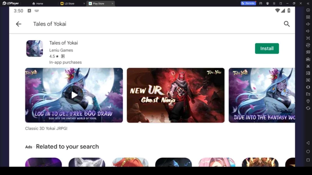 Playing Tales of Yokai on PC Using LDPlayer 9 Playing Tales of Yokai on PC Using LDPlayer 9
