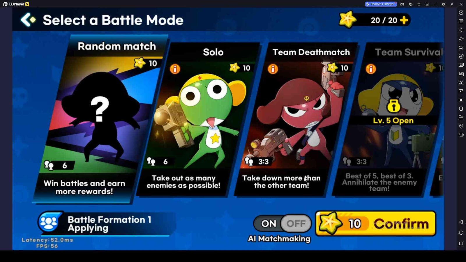 Battle Modes in Keroro Gun Shooting