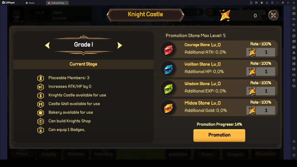 Upgrade the Knight Castle Upgrade the Knight Castle