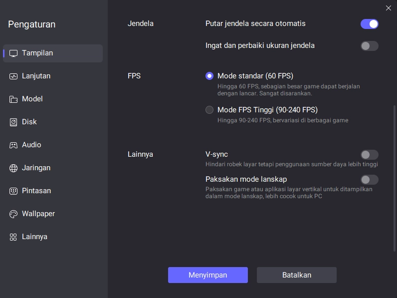 Mengaktifkan Mode Frame Rate