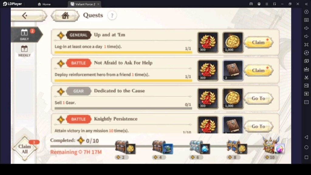 Complete Quests in Valiant Force 2