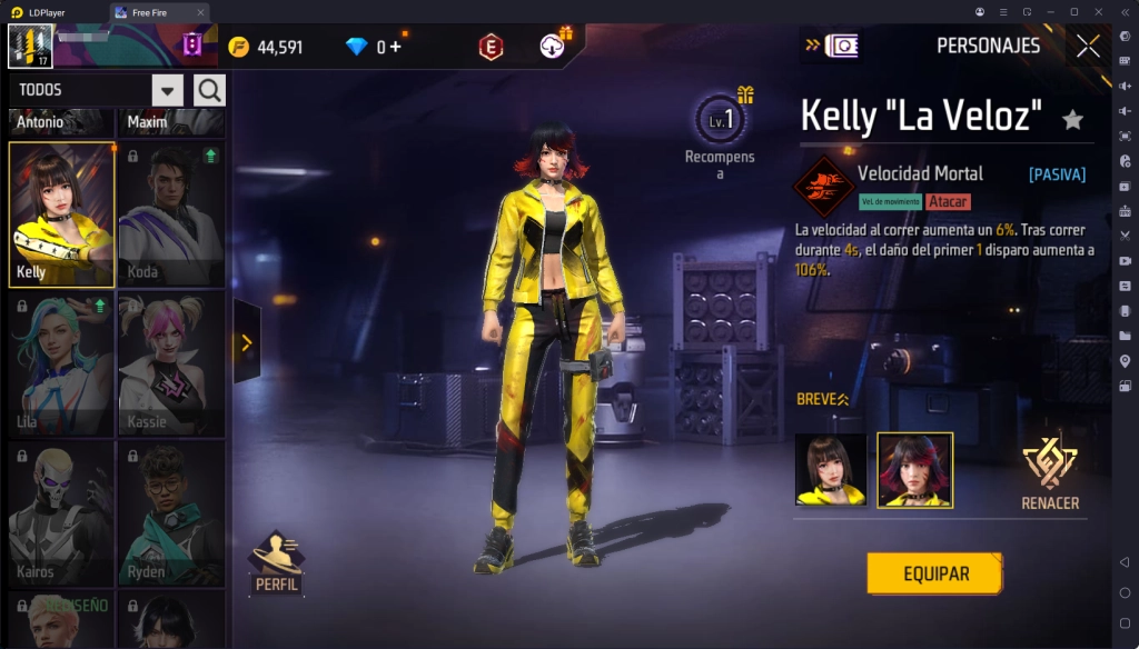 Lista de Niveles de los Mejores Personajes de Free Fire 2025