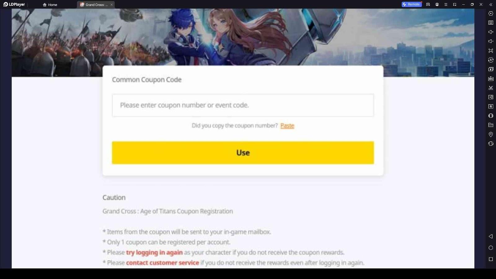 How to Redeem Codes in Grand Cross Age of Titans