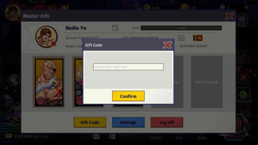 How to Redeem Codes in Legend of Fighters Duel Star