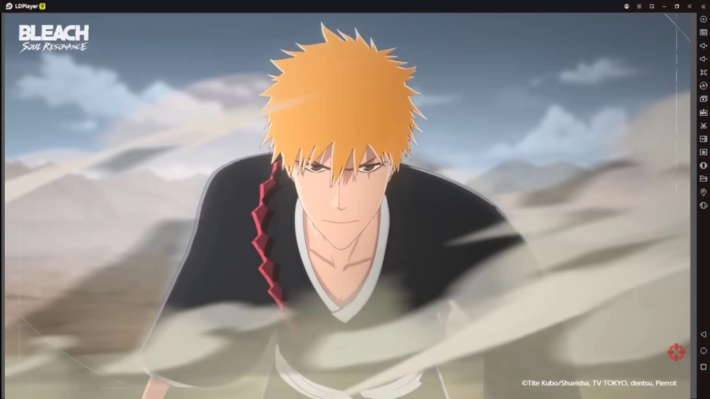 gambar jelas wajah karakter utama Ichigo Kurosaki dengan rambut oranye.